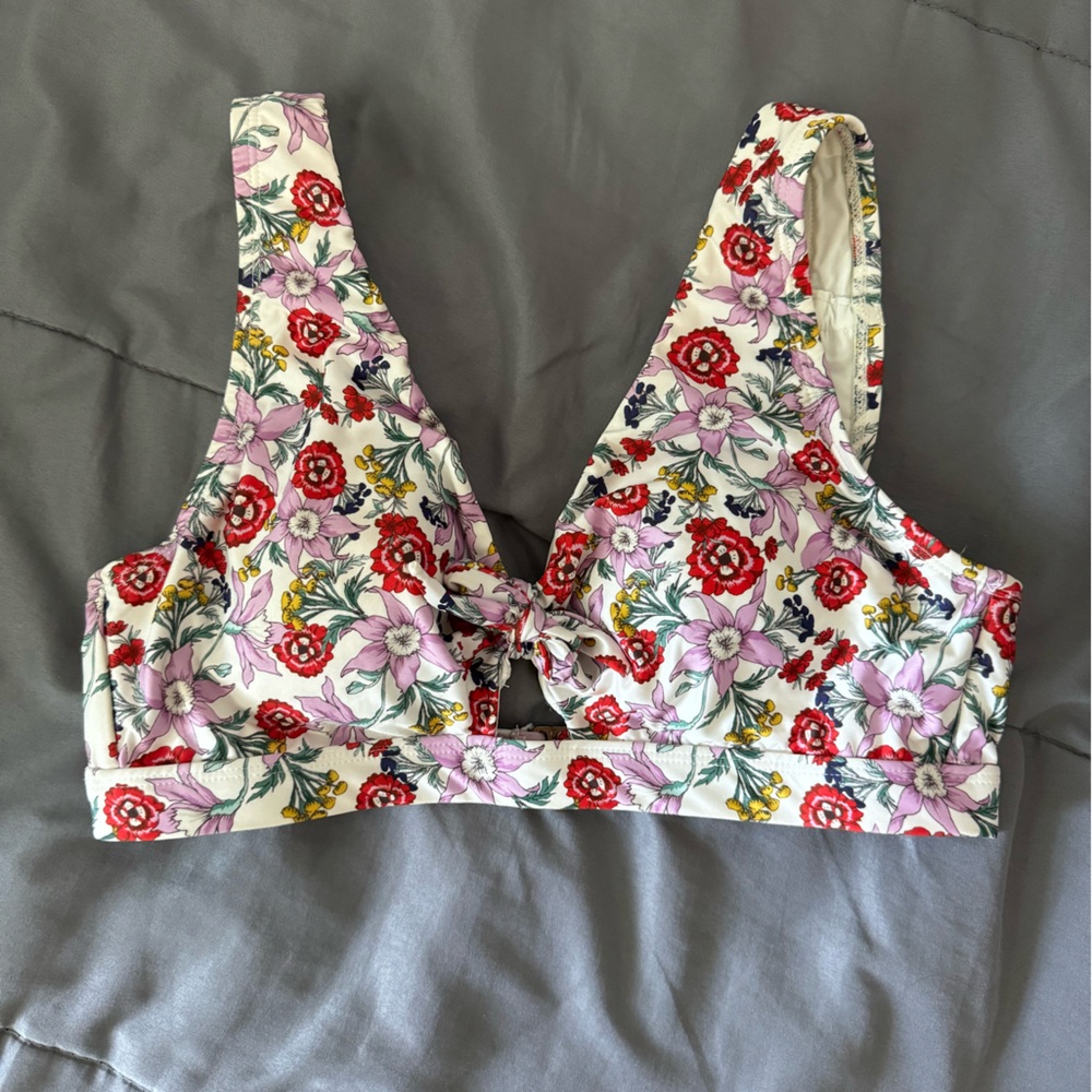 Floral Bikini Top with Keyhole